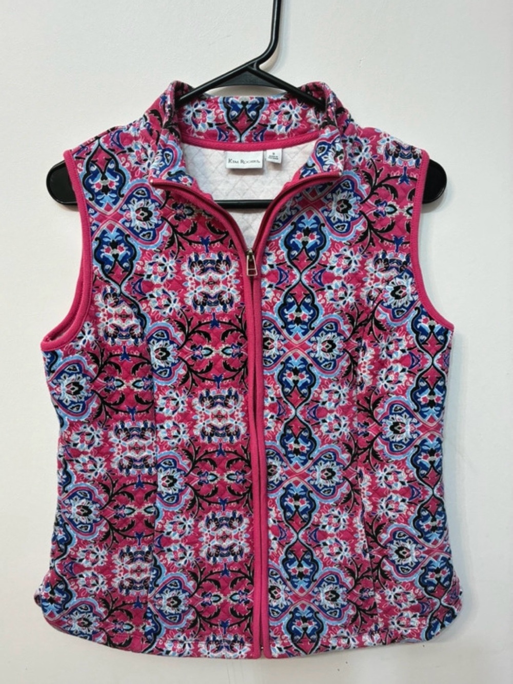 Kim Rogers Pink Patterned Quilted Vest